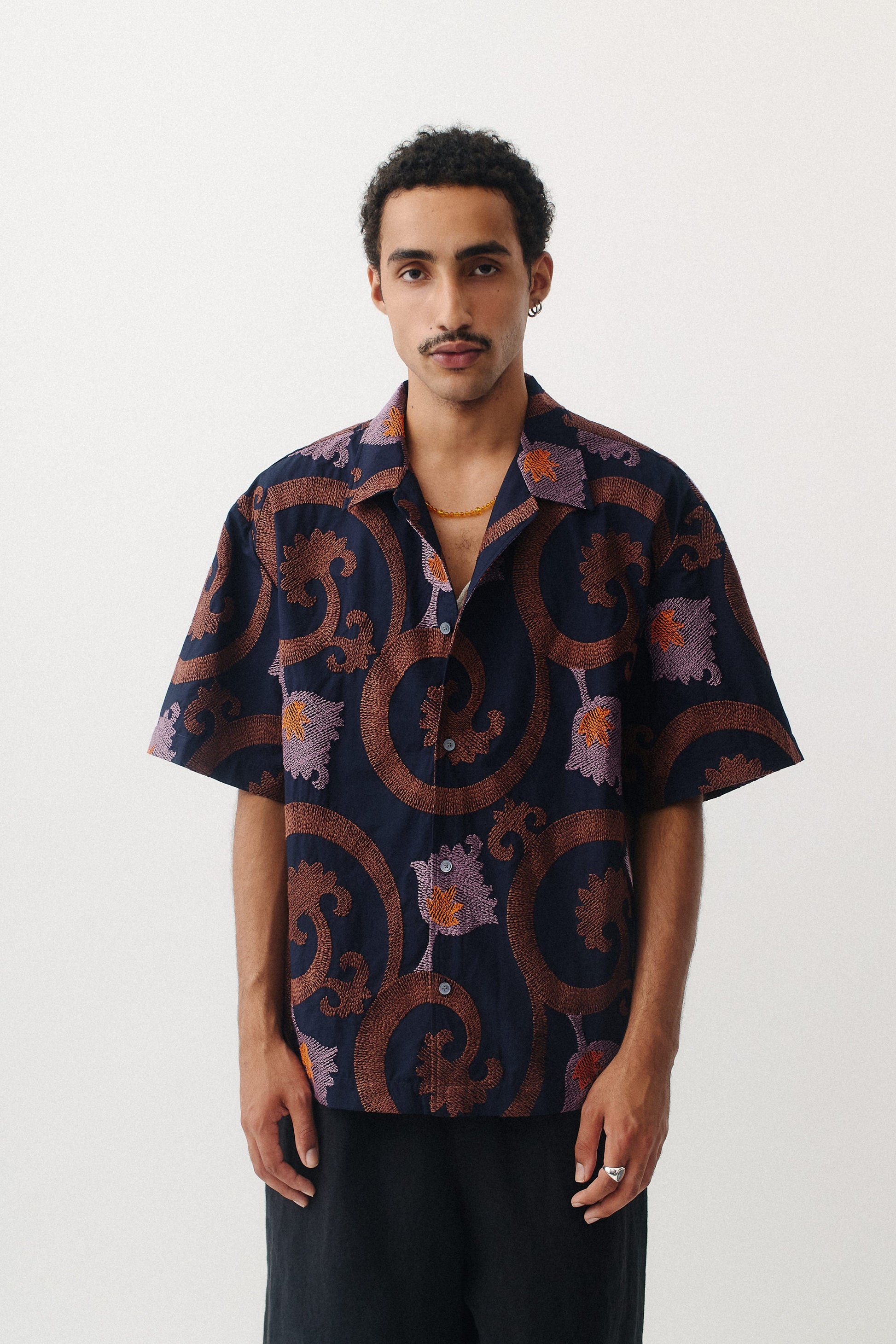Samata Shirt Embroidered Mulberry Night