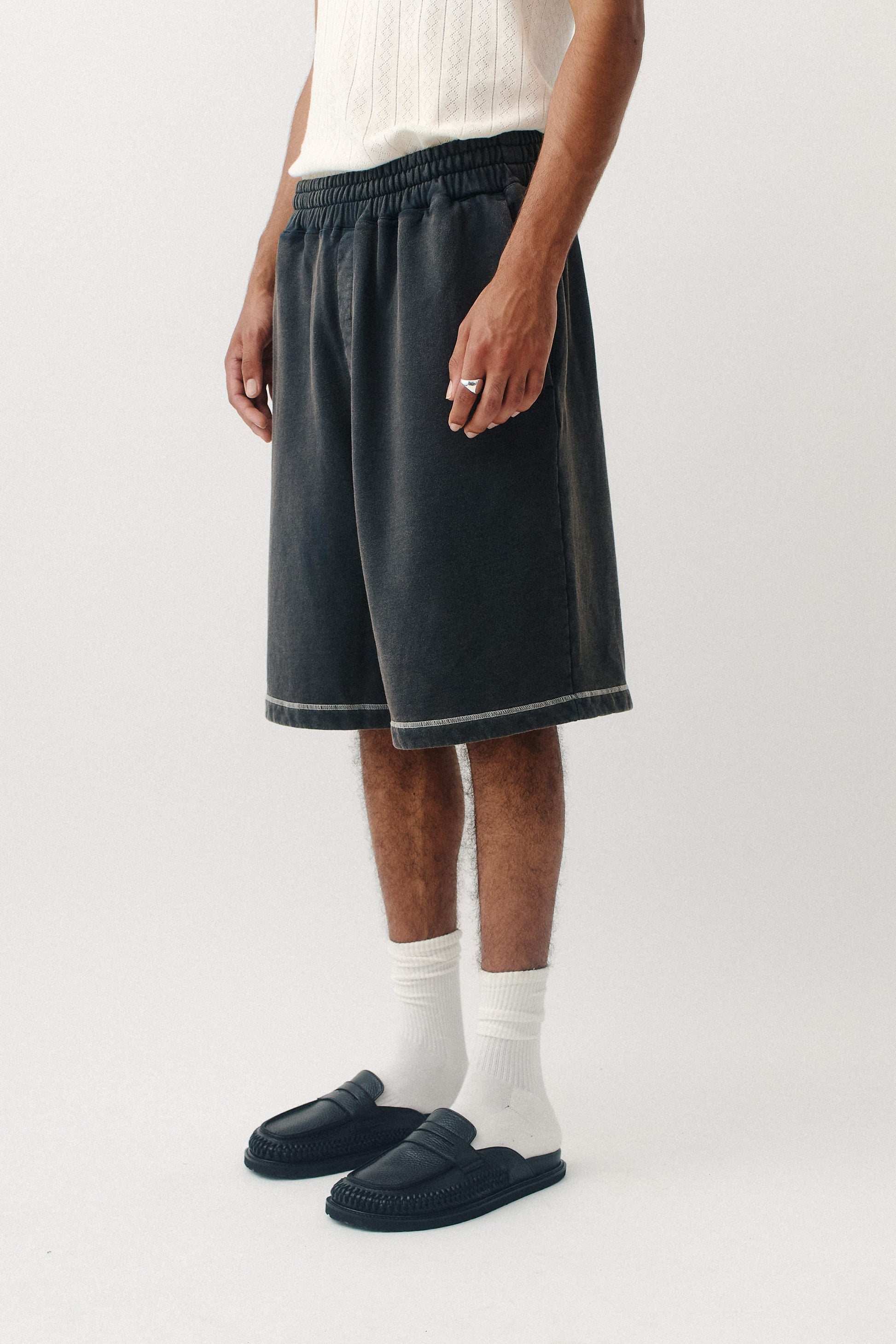 Saleh Jersey Shorts Washed Black
