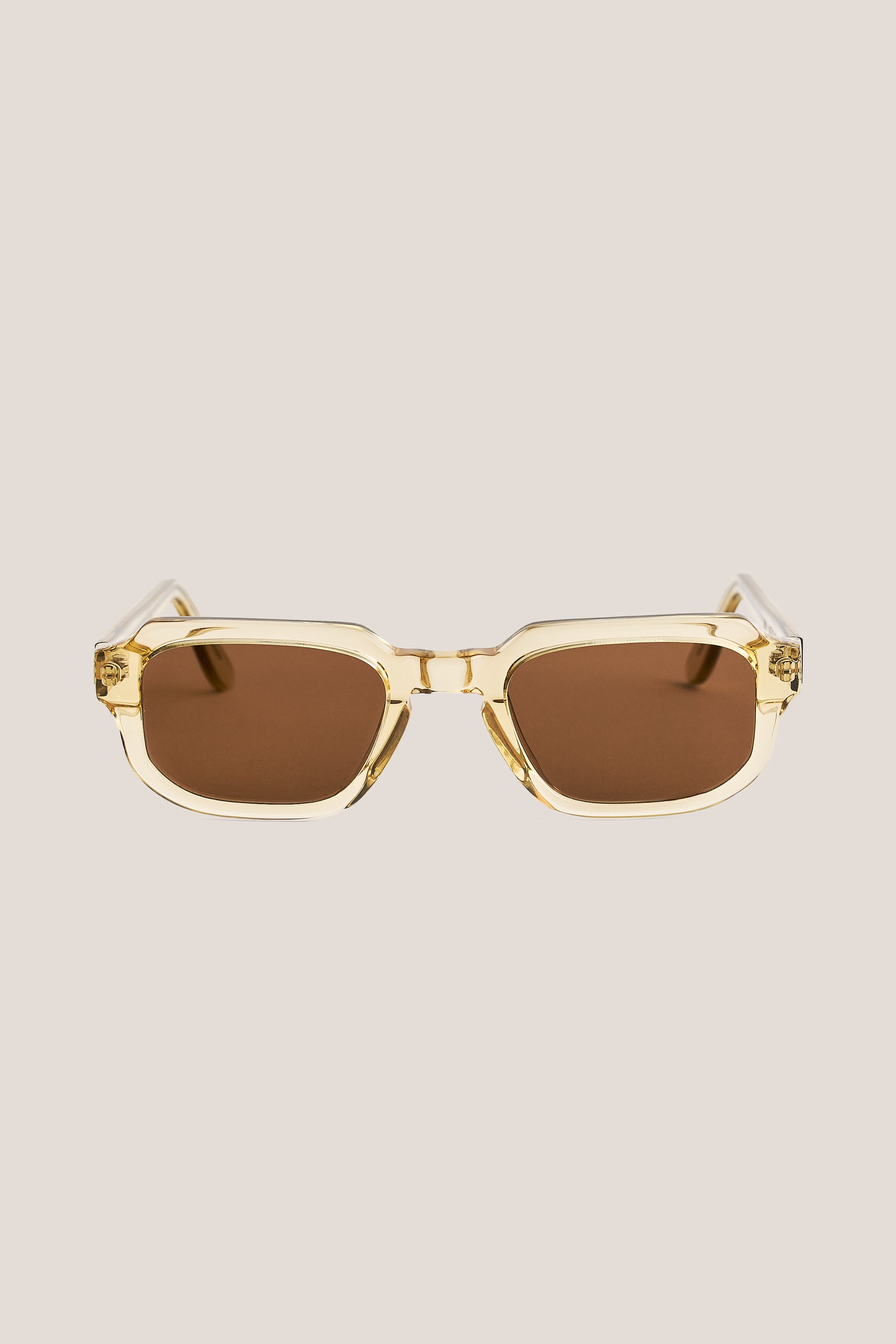Unisex accessories sunglasses, transparent light brown acetate, rectangular frame, brown Carl Zeiss lenses.