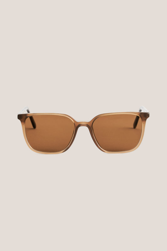 Unisex accessories sunglasses, MARSEILLE, 100% acetate, brown, sleek rectangular design with brown lenses.