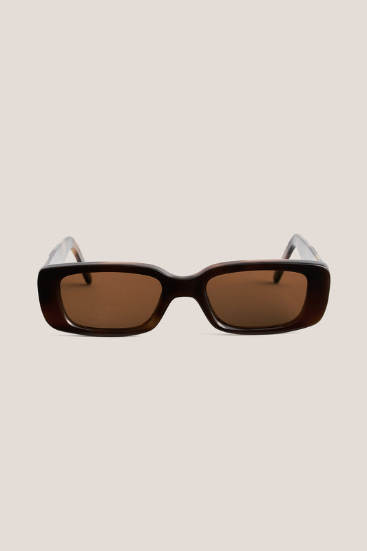 Unisex accessories sunglasses, ODESSA brown acetate with wide rectangular frames and brown Carl Zeiss lenses.