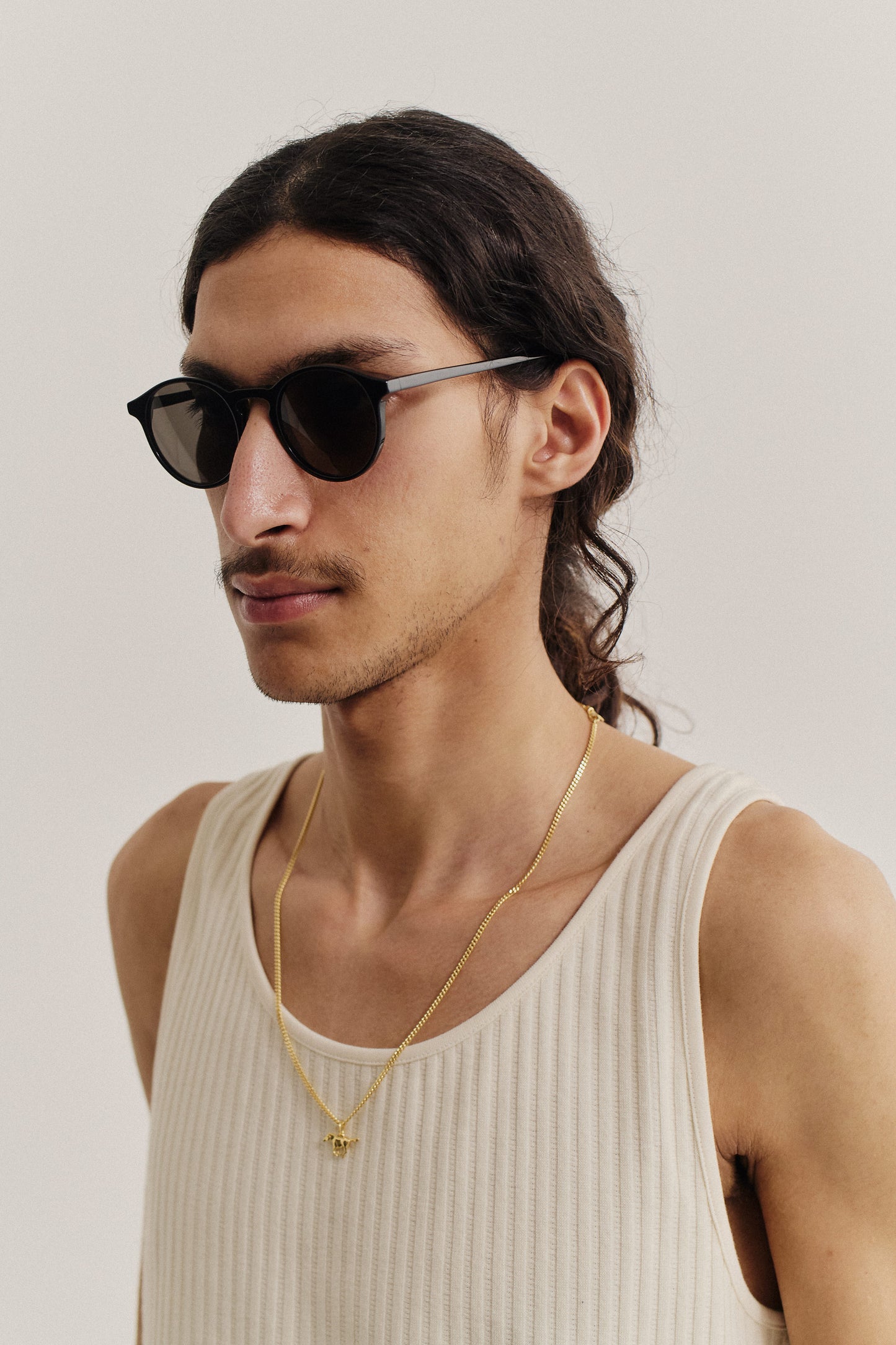 Men's accessories sunglasses, black acetate, thick square frames, Carl Zeiss lenses.