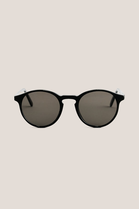 Unisex accessories sunglasses, black acetate frames with dark Carl Zeiss lenses.