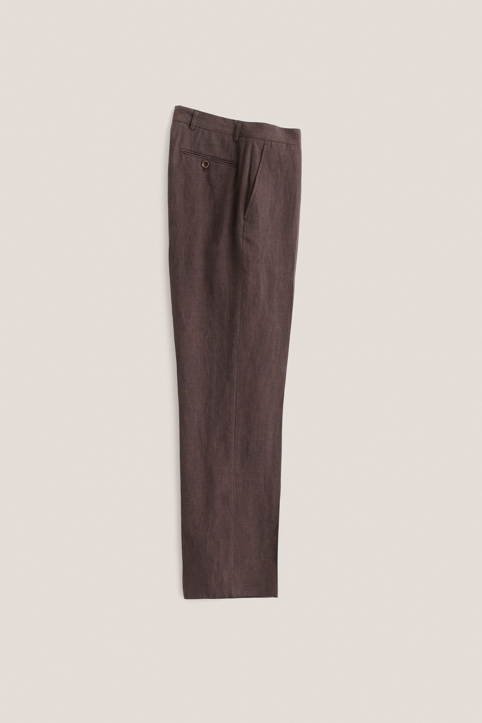 dark brown and white dresser Italian Murano Brown Wool Linen Pants – StudioSuits main image 0