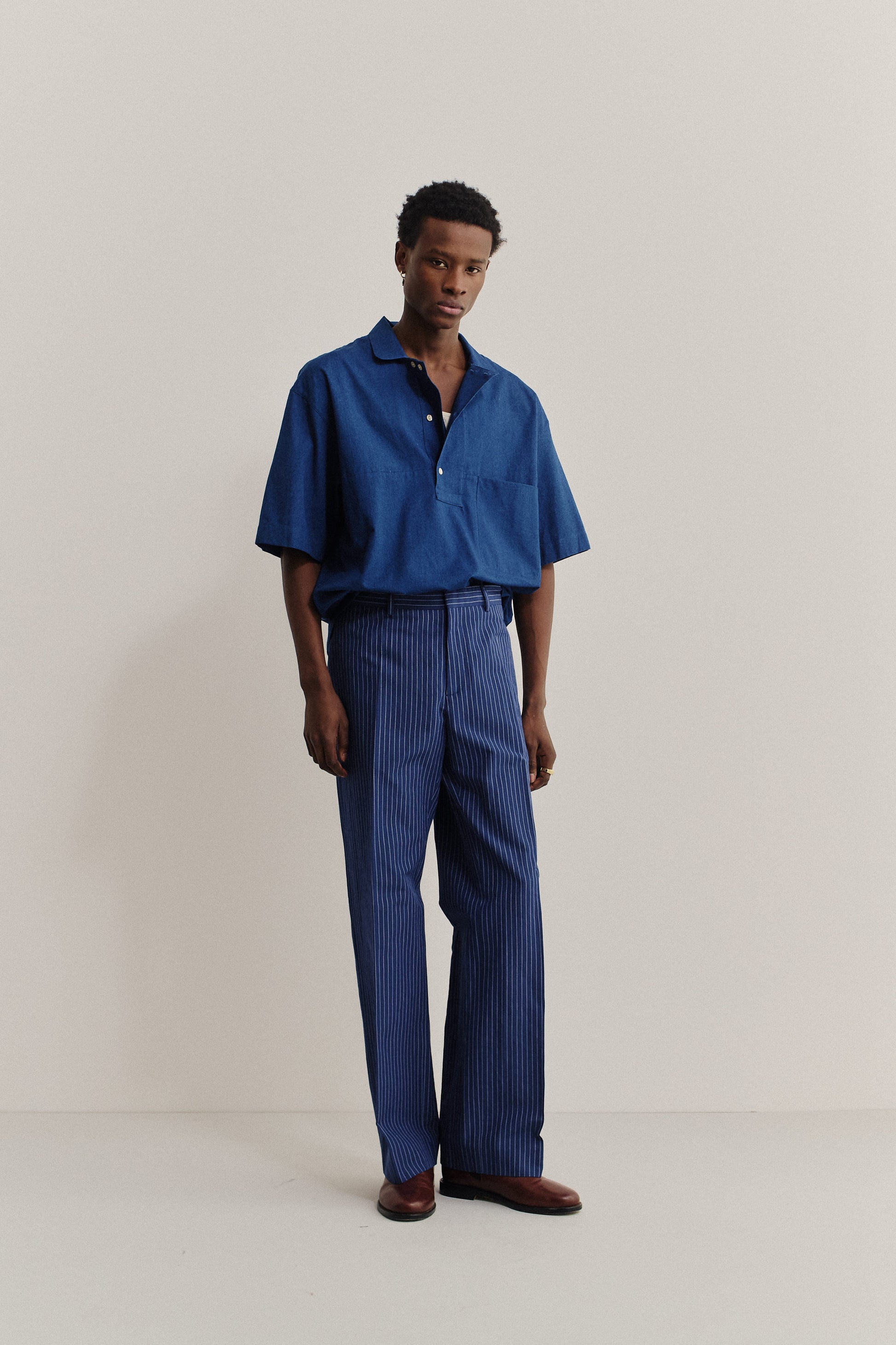 Tailored Wide Trousers in 72% cotton 28% linen