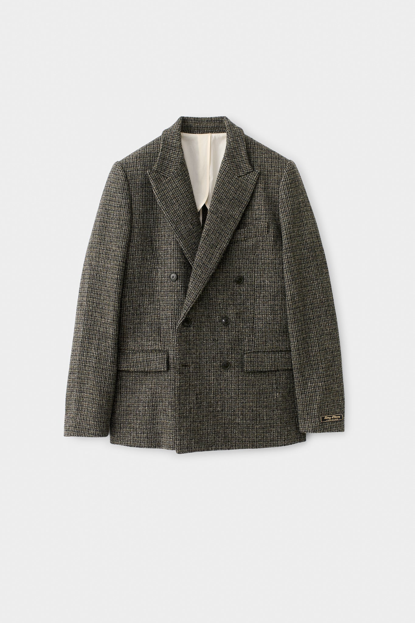 Double Breasted Peak Blazer Stoneshades Tweed