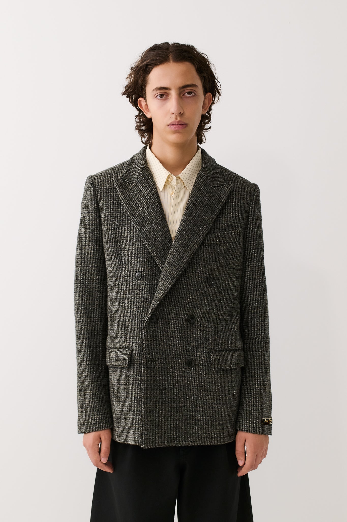 Double Breasted Peak Blazer Stoneshades Tweed
