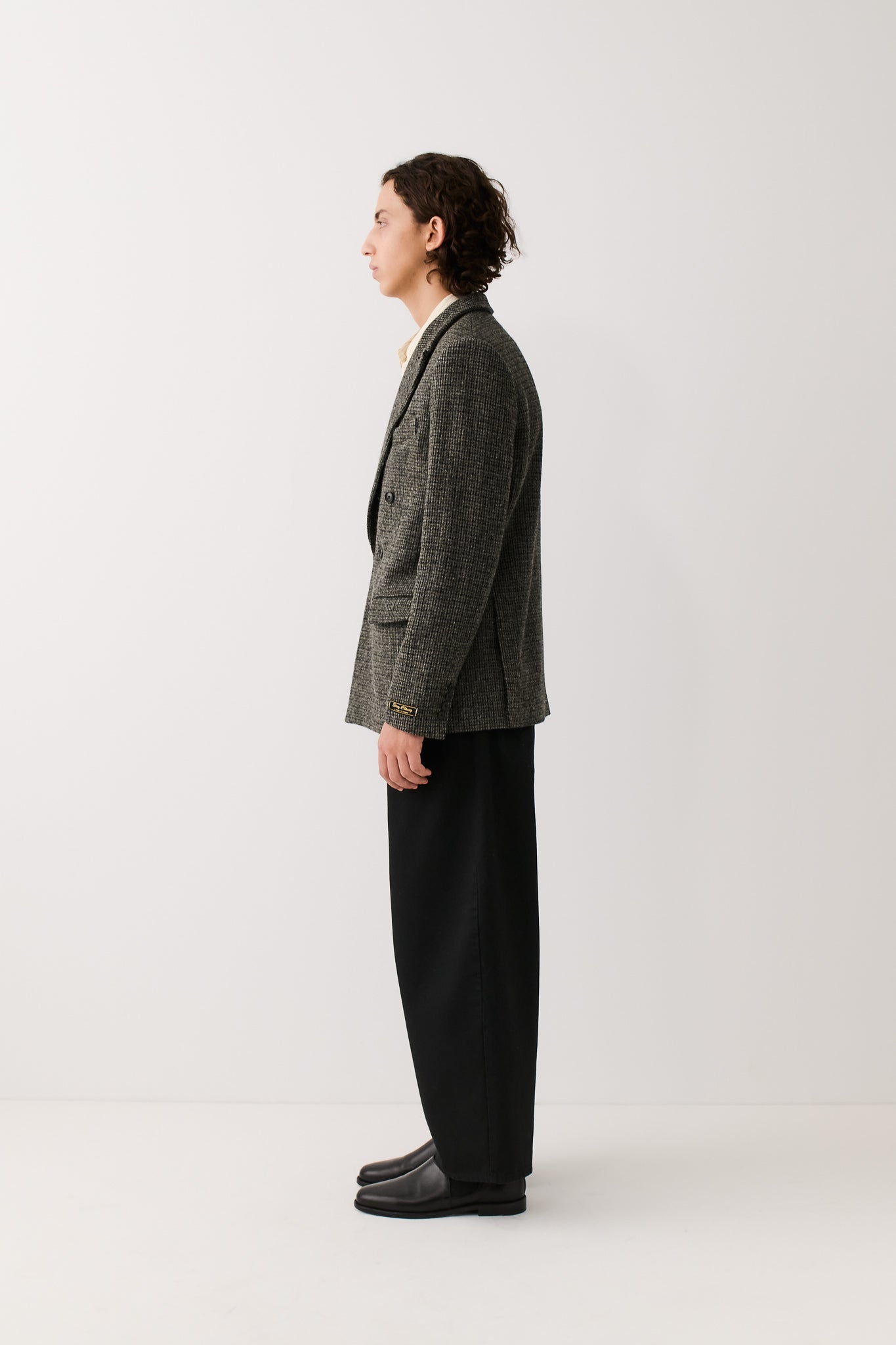 Double Breasted Peak Blazer Stoneshades Tweed
