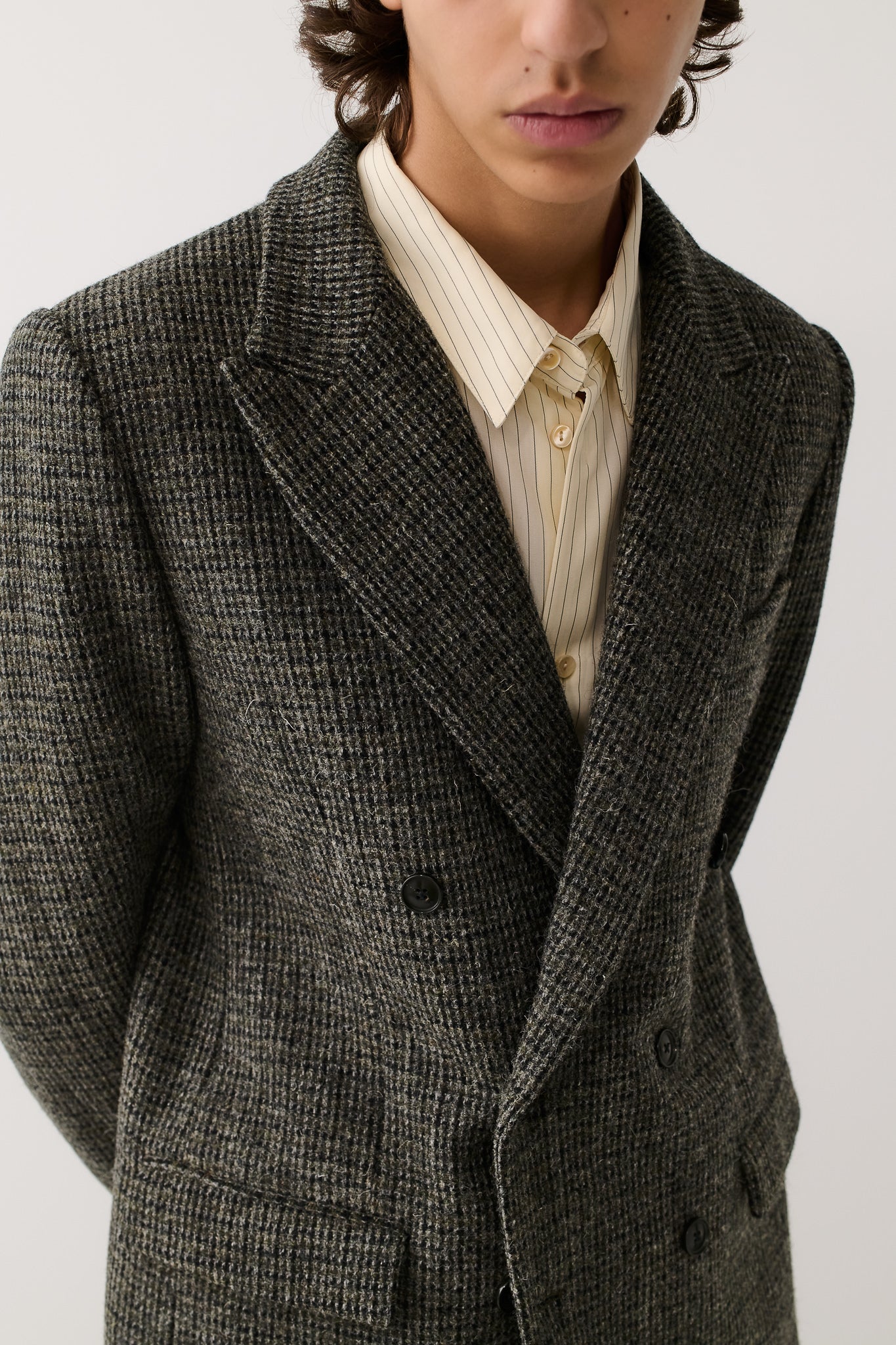 Double Breasted Peak Blazer Stoneshades Tweed
