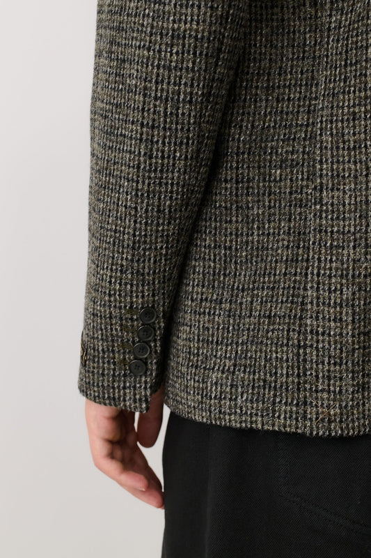 Double Breasted Peak Blazer Stoneshades Tweed