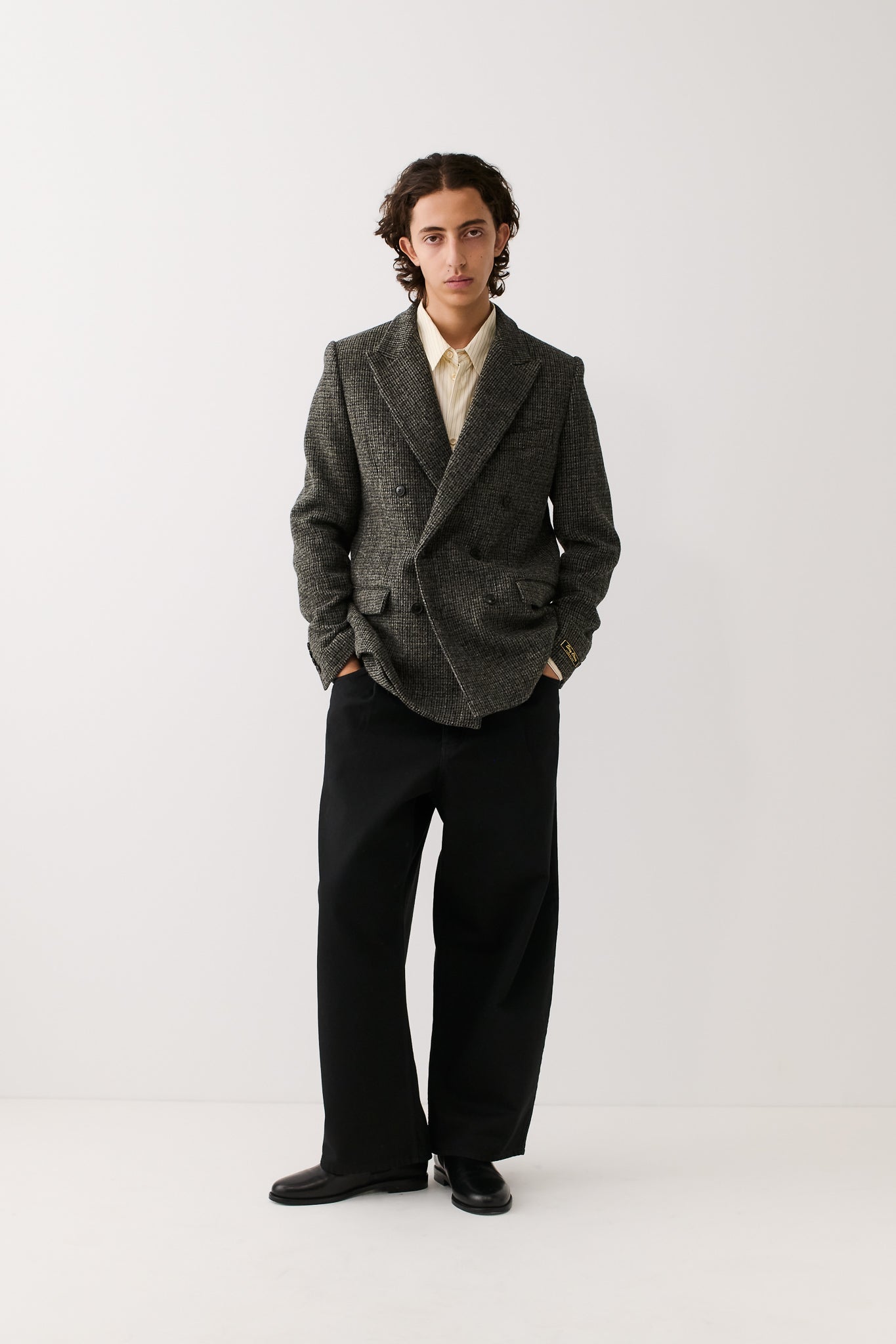 Double Breasted Peak Blazer Stoneshades Tweed