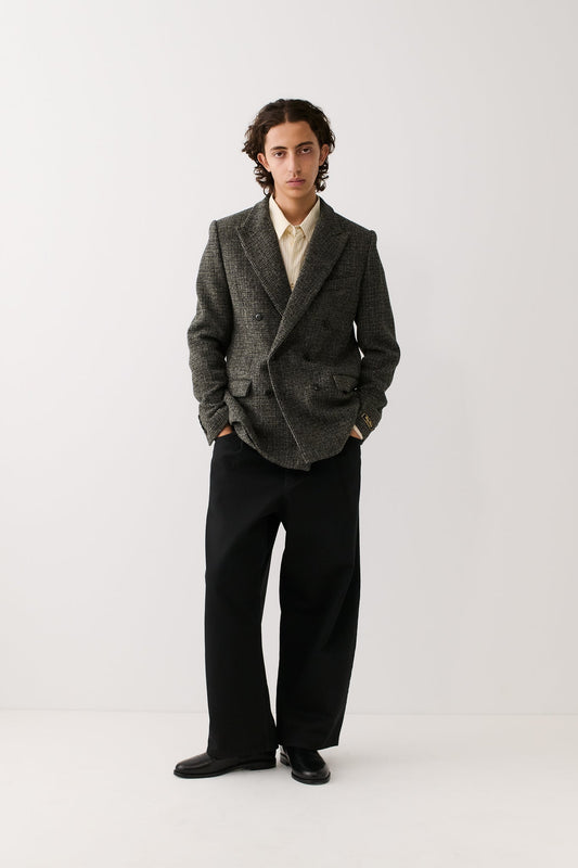 Double Breasted Peak Blazer Stoneshades Tweed