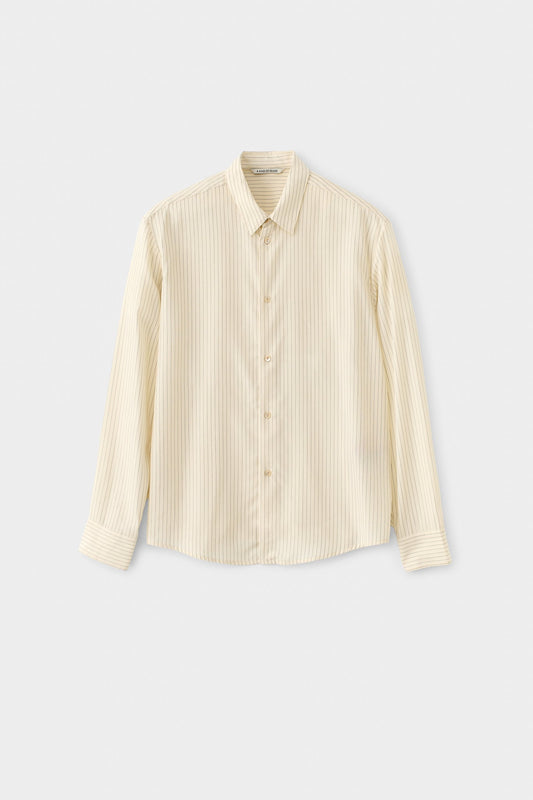 Fulvio Shirt Cream Black Pinstripe