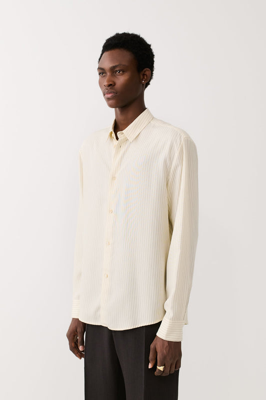 Fulvio Shirt Cream Black Pinstripe