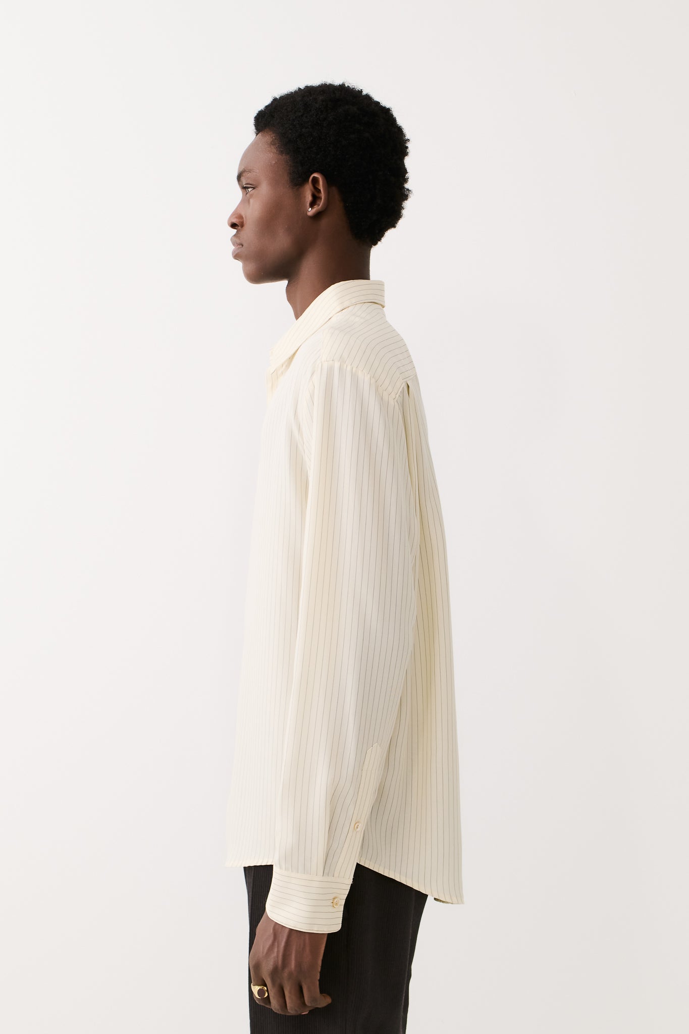 Fulvio Shirt Cream Black Pinstripe