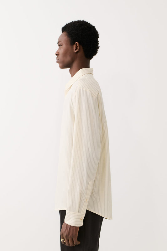 Fulvio Shirt Cream Black Pinstripe