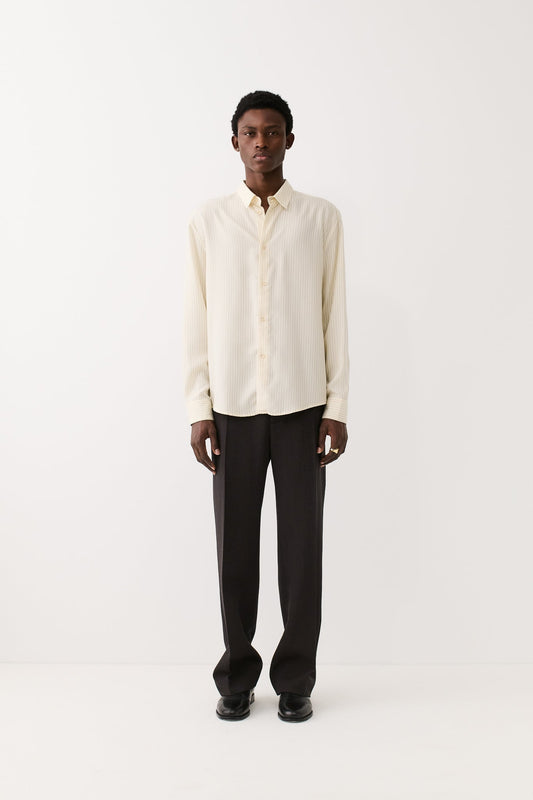 Fulvio Shirt Cream Black Pinstripe