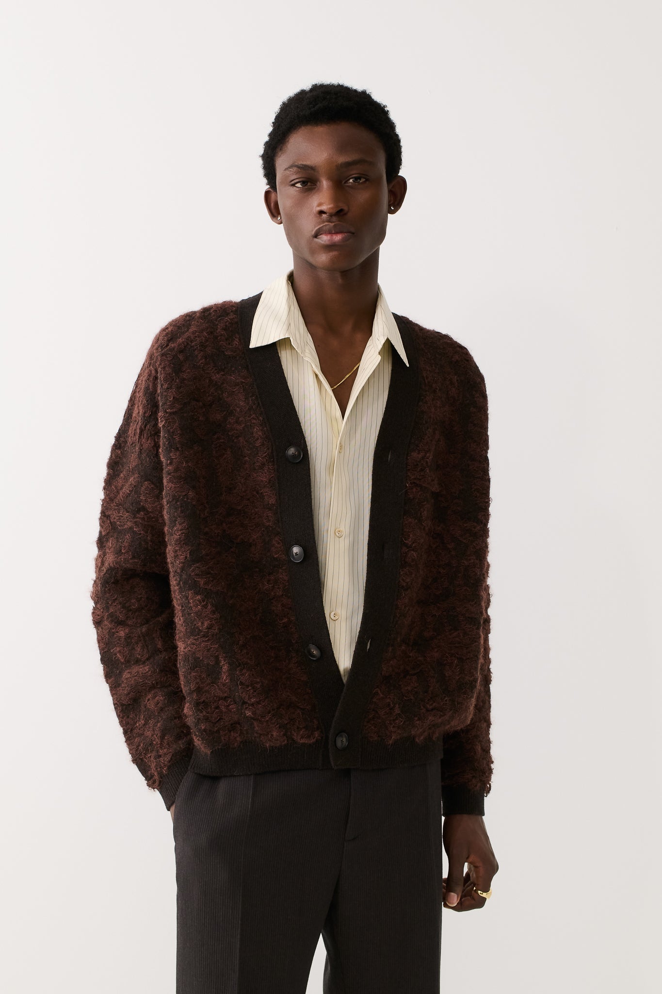 Fulvio Shirt Cream Black Pinstripe