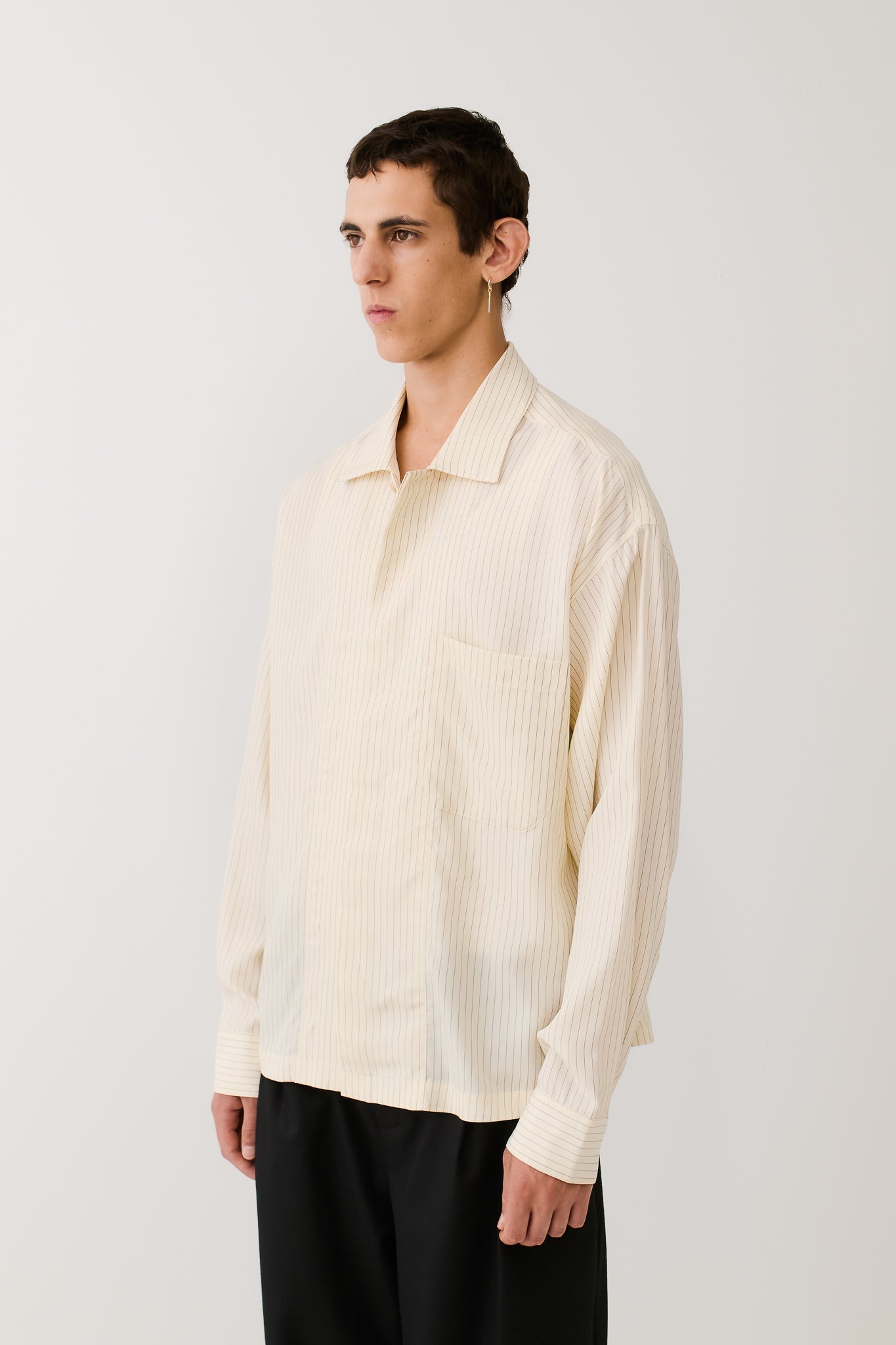 Rumba Shirt Cream Black Pinstripe