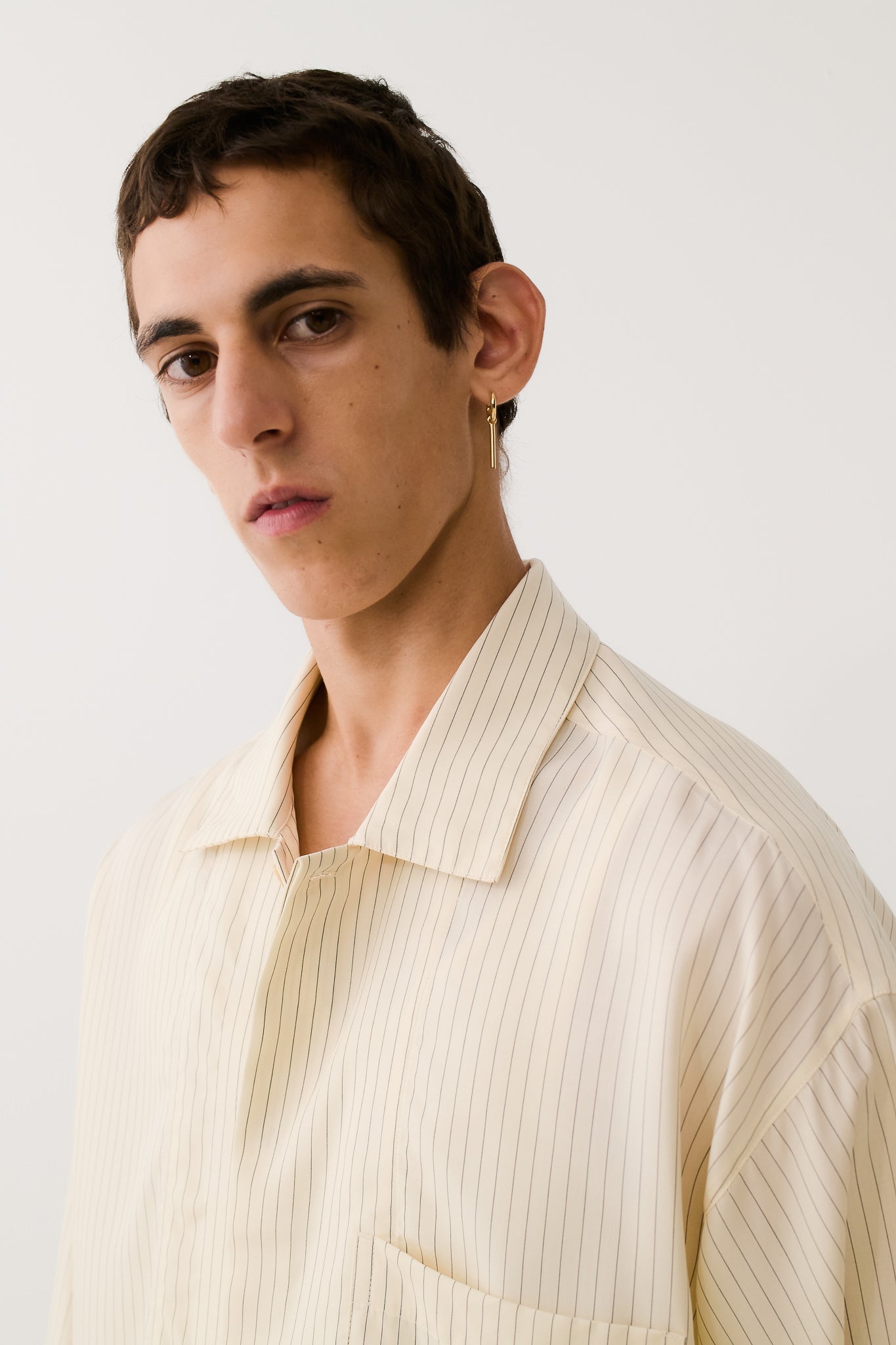 Rumba Shirt Cream Black Pinstripe