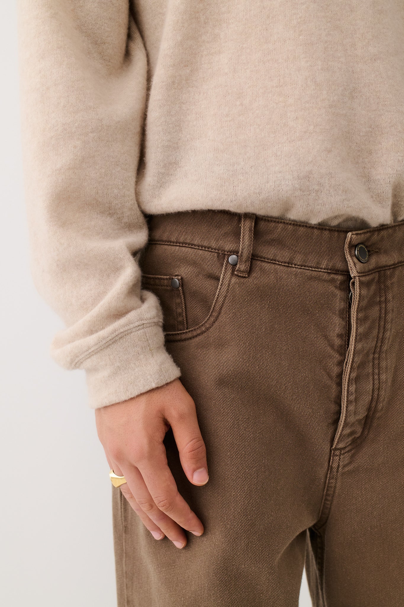 Terek Jeans Washed Brown Twill