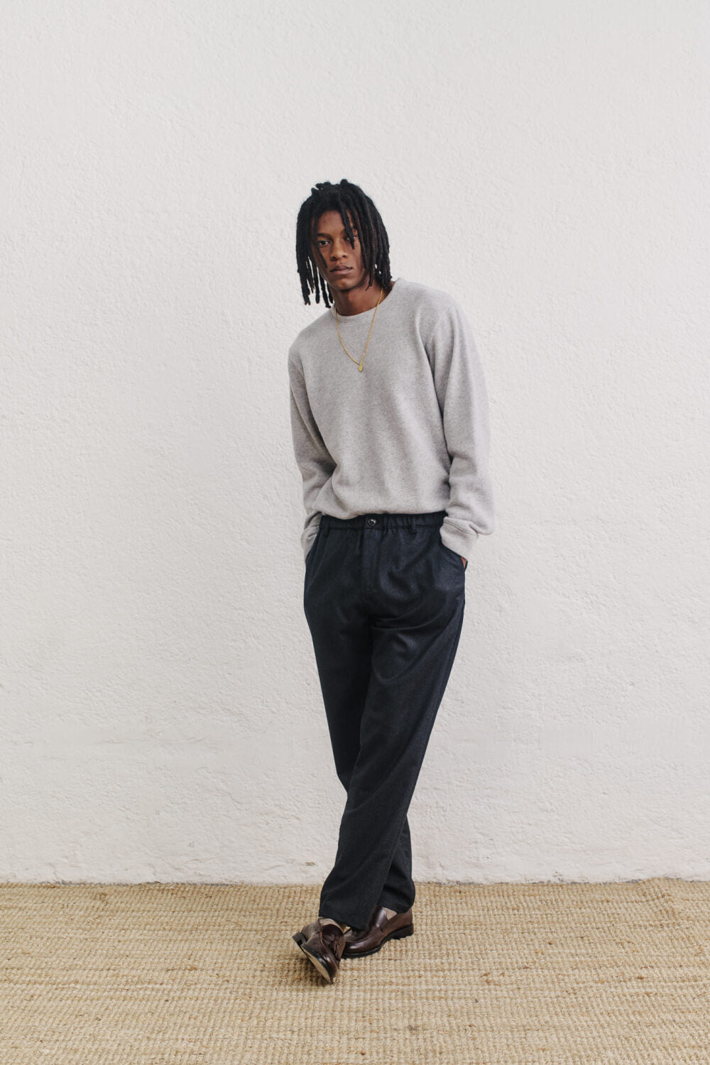 ELASTICATED WIDE TROUSERS