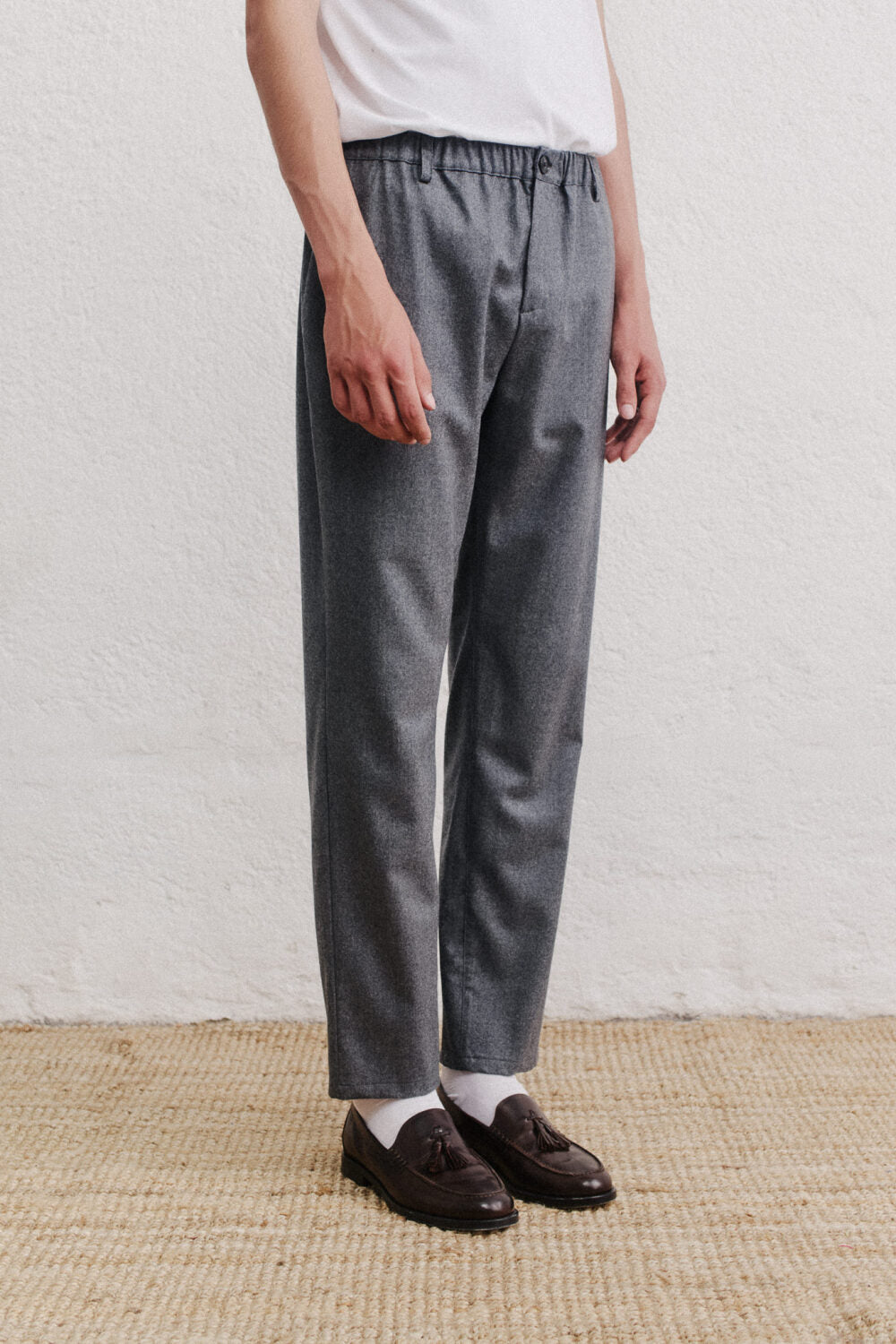 ELASTICATED WIDE TROUSERS