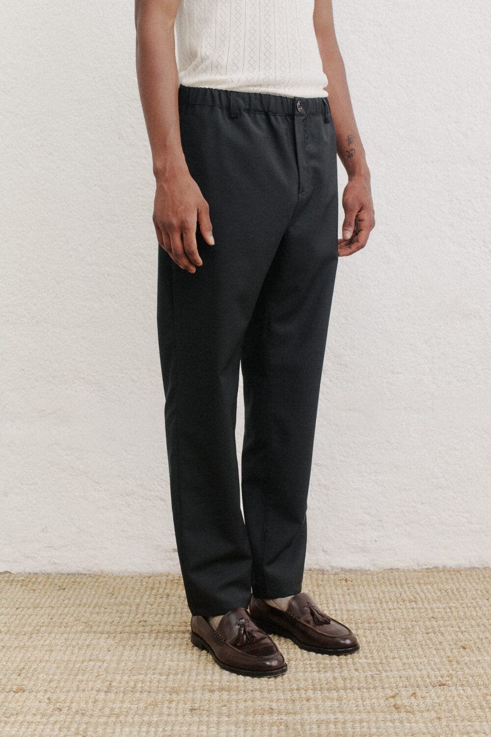 ELASTICATED WIDE TROUSERS