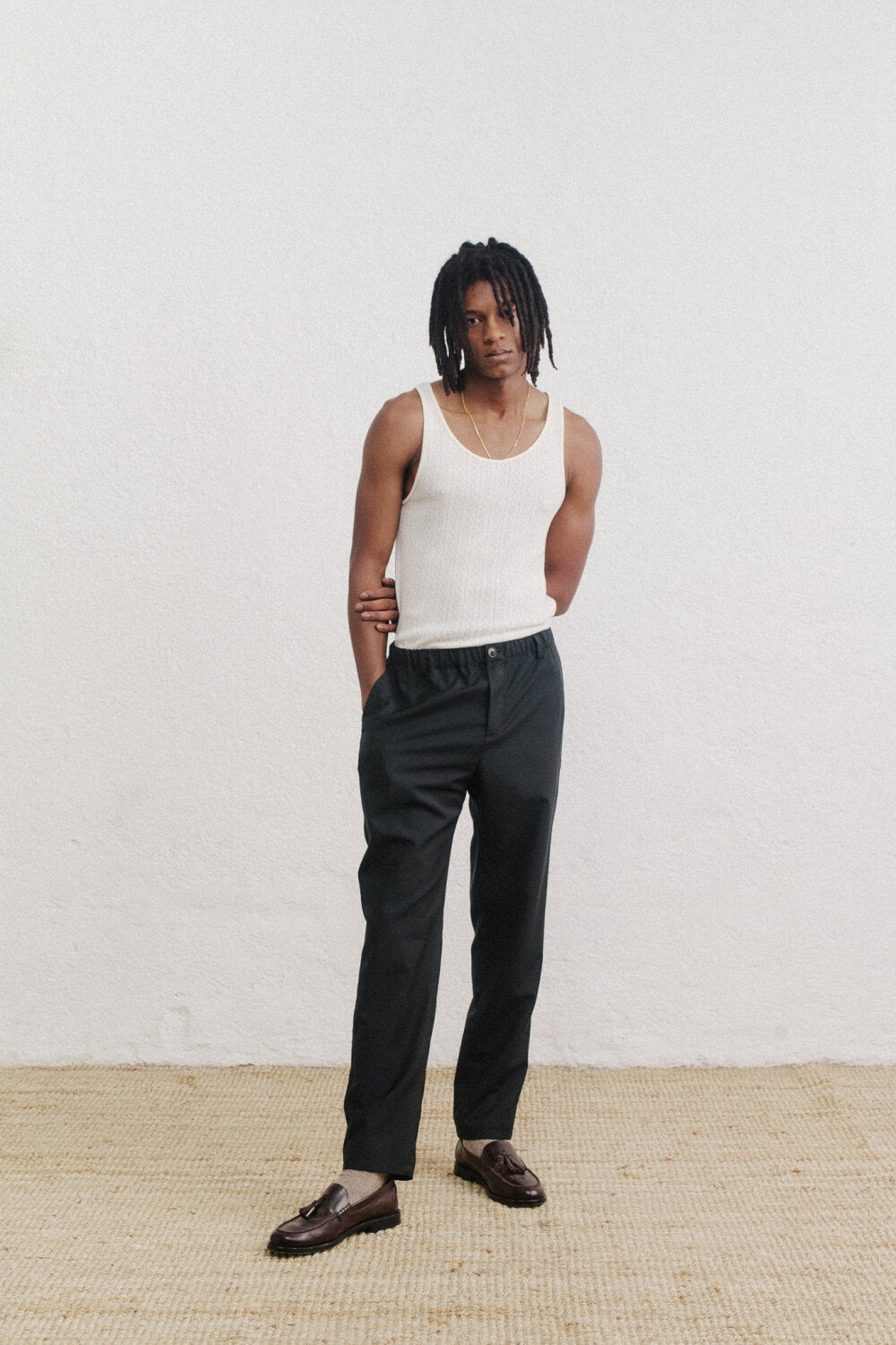 ELASTICATED WIDE TROUSERS