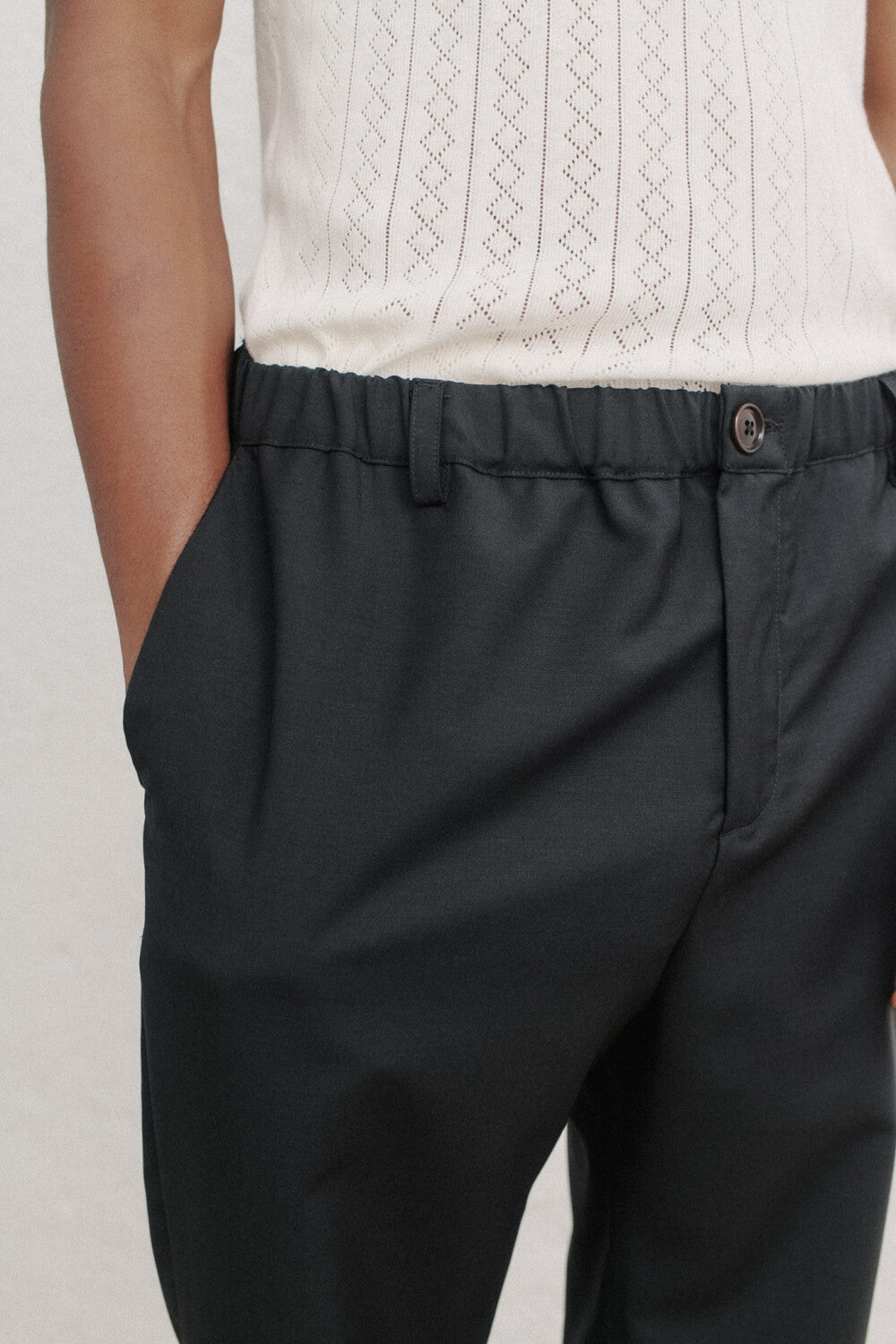 ELASTICATED WIDE TROUSERS