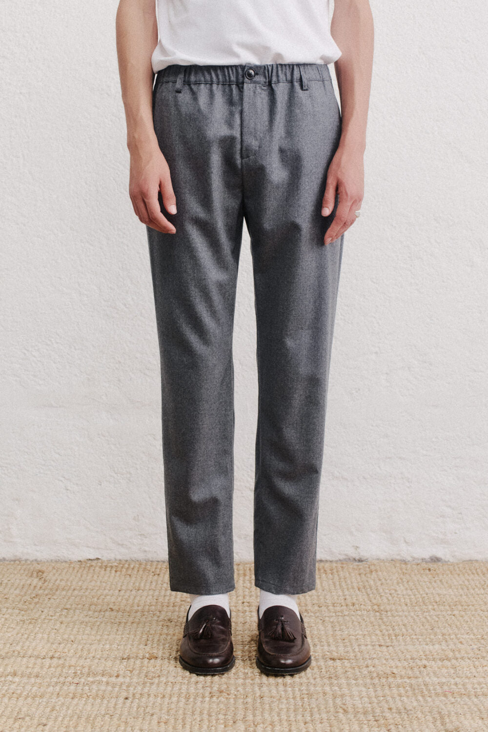 ELASTICATED WIDE TROUSERS