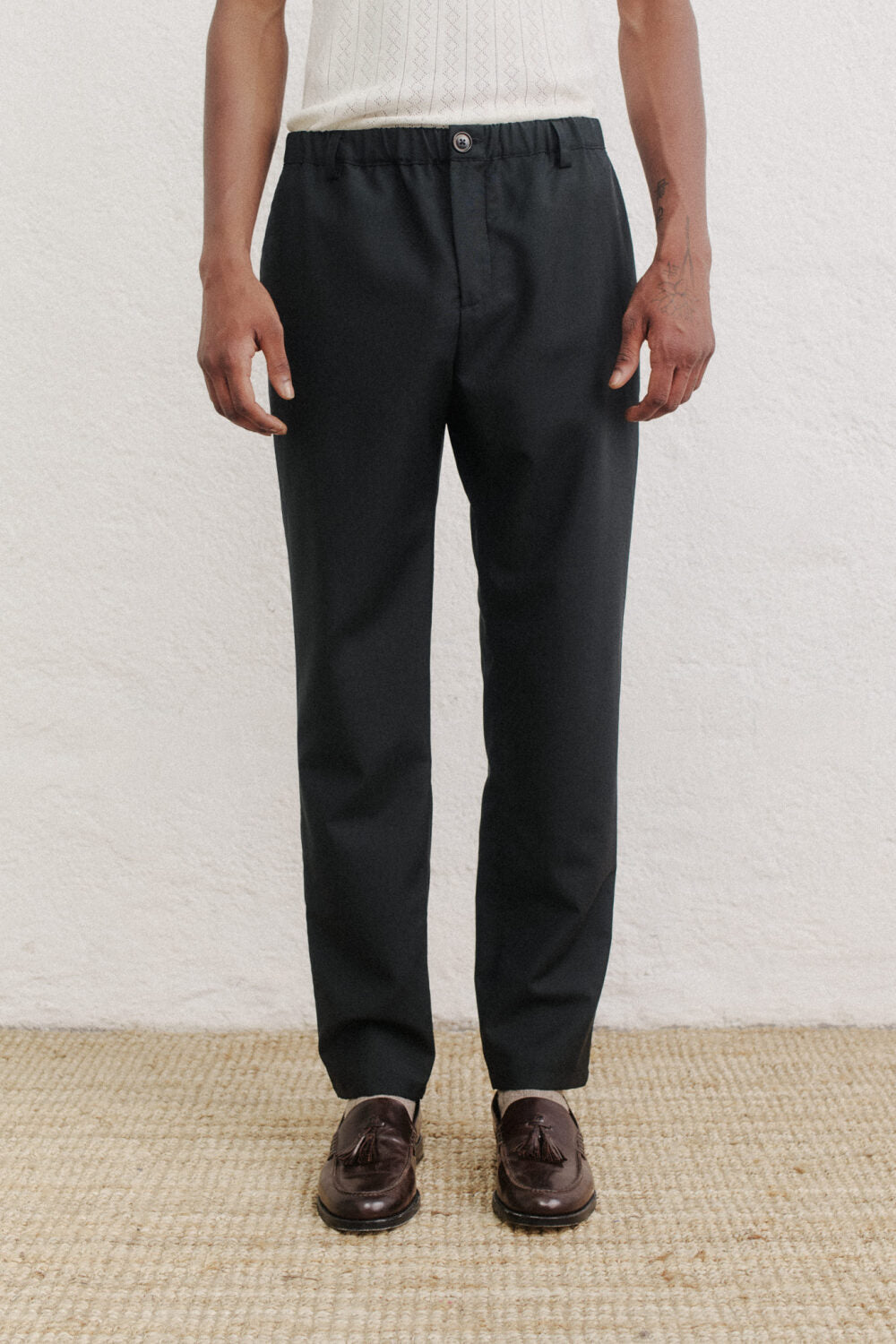 ELASTICATED WIDE TROUSERS