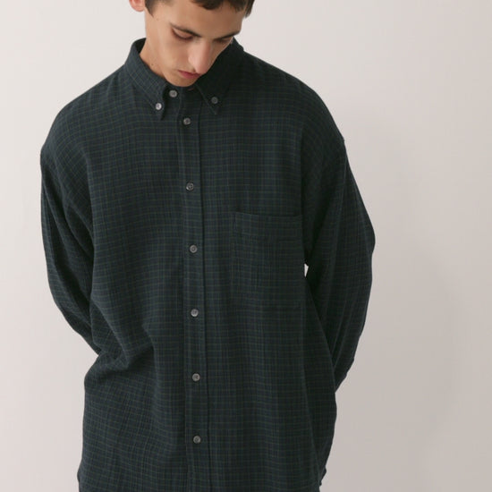 Banita Button Down Shirt Navy Green Check