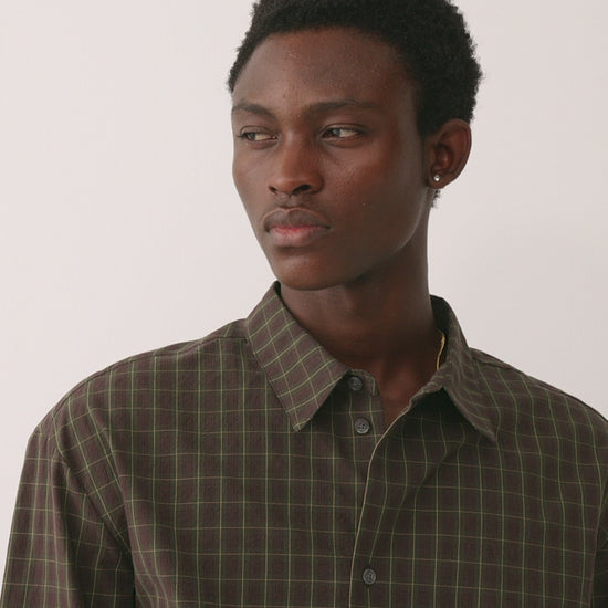 Gusto Shirt Olive Burgundy Check