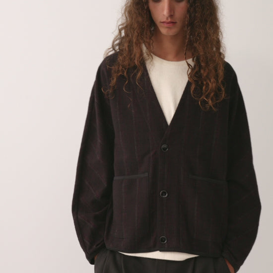 Kaan Cardigan Black Wine Line